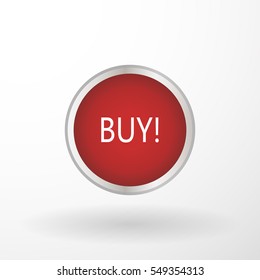 Buy icon, red website button isolated on white background.