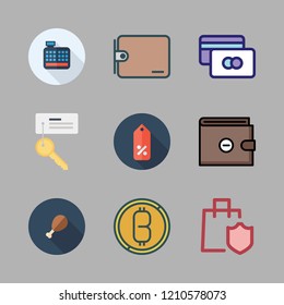 buy icon set. vector set about wallet, shopping cart, credit card and supermarket icons set.