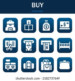 comprar conjunto de iconos. Ilustraciones vectoriales relacionadas con bolsa de bolsos, transferencia y dinero