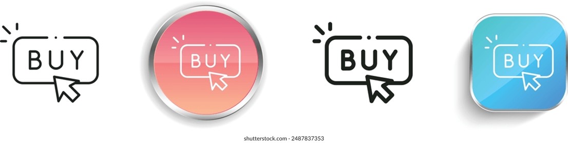 buy icon. Thin Linear, Regular and Button Style Design Isolated On White Background