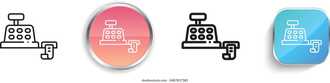 icono comprar. Diseño delgado de estilo lineal, regular y de Botón aislado sobre fondo blanco