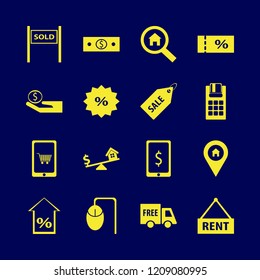 buy icon. buy vector icons set discount tag, search house, dollar symbol phone and money hand