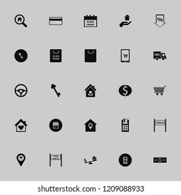 buy icon. buy vector icons set sale sign, dollar house scales, house seller and shop