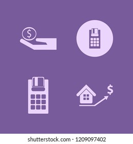 buy icon. buy vector icons set pos terminal, real estate prices growth and money hand