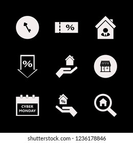 buy icon. buy vector icons set house seller, percent down, cyber monday calendar and shop