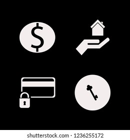 buy icon. buy vector icons set dollar coin, hand house, credit card lock and key