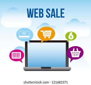 buy icons over sky background. vector illustration