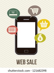 buy icons over vintage background. vector illustration