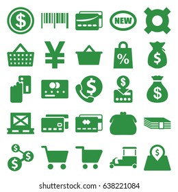 Buy icons set. set of 25 buy filled icons such as credit card, money sack, fast food cart, cargo on palette, lot price, card, shopping cart, money sack, shopping sale
