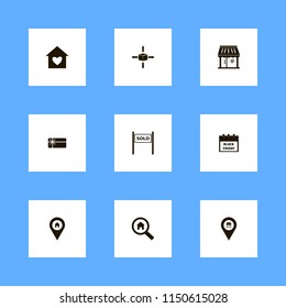 buy icons. shop, house heart, store location and house location vector icons set