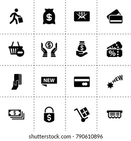 Buy icons. vector collection filled buy icons. includes symbols such as money transfer, credit card, money sack on hand. use for web, mobile and ui design.