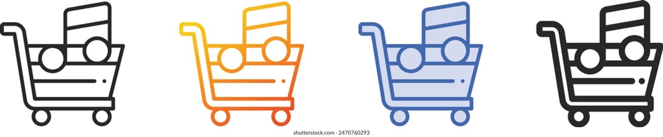 Comprar icon.Thin Linear, Gradient, Blue Stroke y bold Style Design Aislado Sobre Fondo Blanco