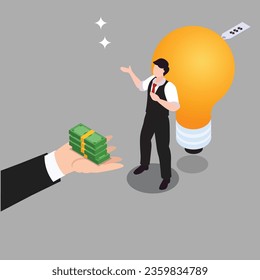 Buy idea, investing in innovation, modern technology business 3d vector illustration concept for banner, website, illustration, landing page, flyer, etc