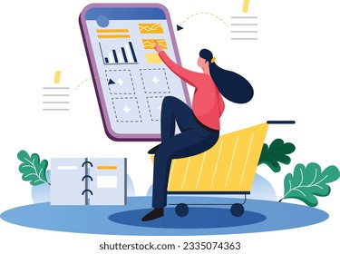 Información de compra, ilustración de vector plano