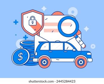 Buy insurance for car flat character vector concept operation illustration
