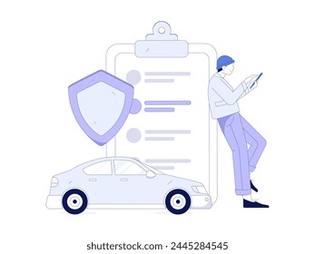 Buy insurance for car flat character vector concept operation illustration
