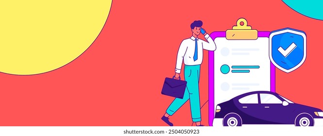 Buy insurance for car flat character vector concept operation illustration
