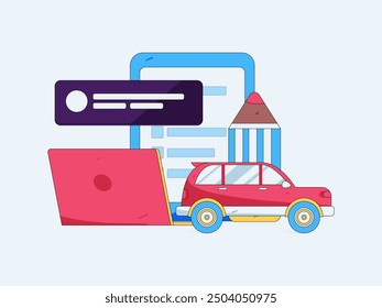 Buy insurance for car flat character vector concept operation illustration
