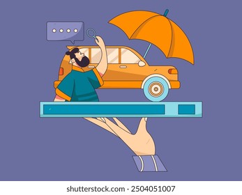 Buy insurance for car flat character vector concept operation illustration
