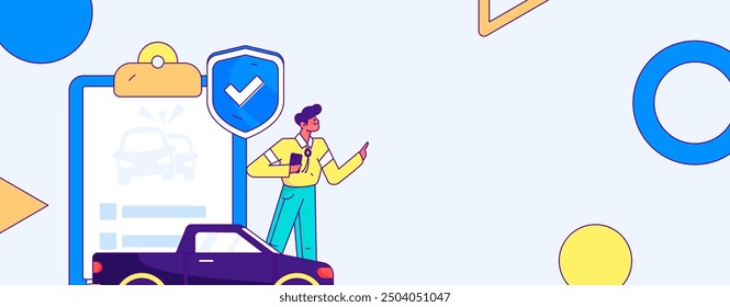 Buy insurance for car flat character vector concept operation illustration
