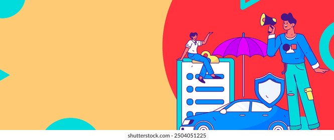 Buy insurance for car flat character vector concept operation illustration
