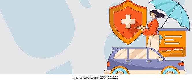 Buy insurance for car flat character vector concept operation illustration
