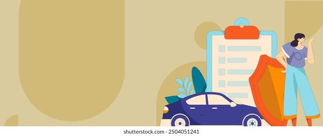 Buy insurance for car flat character vector concept operation illustration
