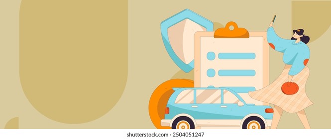 Buy insurance for car flat character vector concept operation illustration
