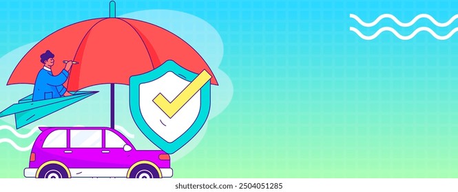 Buy insurance for car flat character vector concept operation illustration
