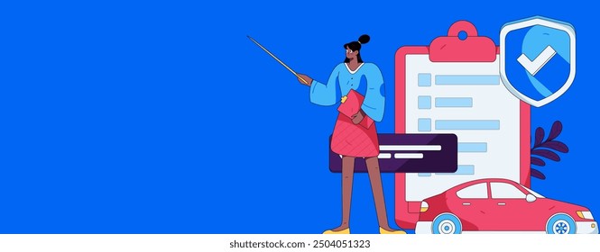 Buy insurance for car flat character vector concept operation illustration
