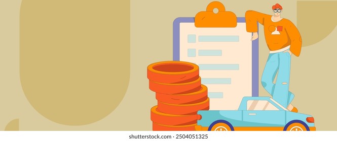 Buy insurance for car flat character vector concept operation illustration
