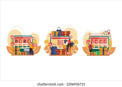 Comprar artículos de diseño plano de tienda en línea