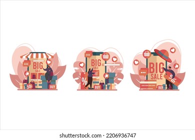 Buy Items Online Shopping Flat Design