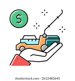 buy lawn mower color icon vector. buy lawn mower sign. isolated symbol illustration