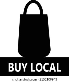 Buy Local Icon White Background. Support Small Business Sticker. Flat Style.