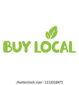 Buy local. Lettering vector illustration on white background.