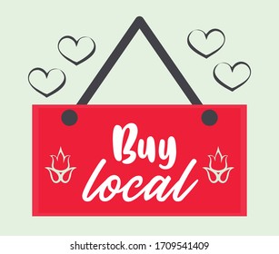 Buy Local Poster With Label Hanging Vector Illustration Design