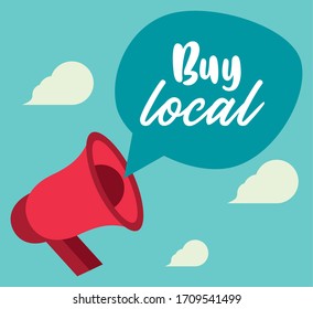 Buy Local Poster With Megaphone And Speech Bubble Vector Illustration Design