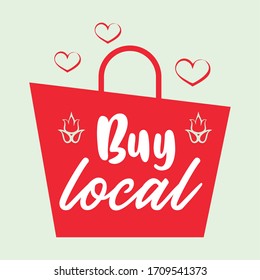 Buy Local Poster With Shopping Bag Vector Illustration Design