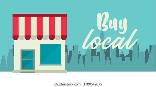 Buy Local Poster With Store Building Vector Illustration Design