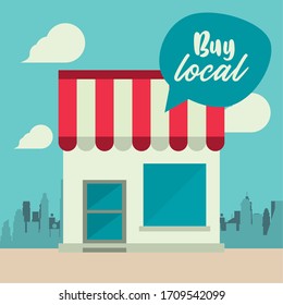 Buy Local Poster With Store Building Vector Illustration Design