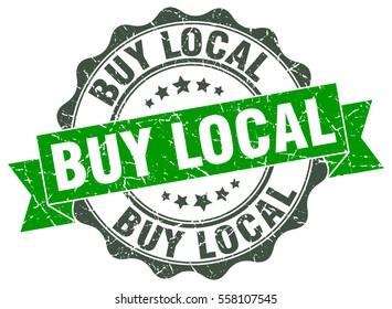 buy local. stamp. sticker. seal. round grunge vintage ribbon buy local sign