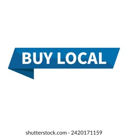 Buy Local Text In Blue Ribbon Rectangle Shape For Sale Promotion Business Marketing Social Media Information Announcement
