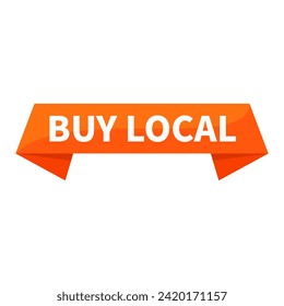 Buy Local Text In Orange Rectangle Ribbon Shape For Sale Promotion Business Marketing Social Media Information Announcement
