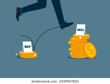 Buy low, sell high. Flat vector illustration.