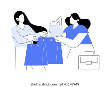 Buy More Save More isolated cartoon vector illustrations. Woman makes purchase get free product, sales and discounts, BOGO deal, retail marketing, Buy One Get One promotion vector cartoon.