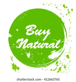 buy natural,green rubber stamp icon isolated on white background. Eco Bio food. Vector illustration