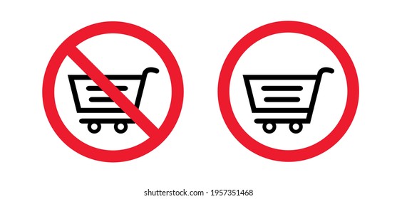 Buy nothing day. No shopping cart or shopkeeper in the supermarket. Stop, national buy nothing day, to do list. Holiday concept. Flat vector line pattern icon. Possitive, motivation and inspiration.