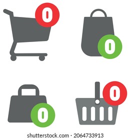 Buy Nothing Today. Shopping Cart, Basket, Bag With Zero Item. Vector Icon