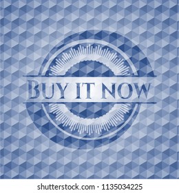 Buy it Now blue badge with geometric pattern.